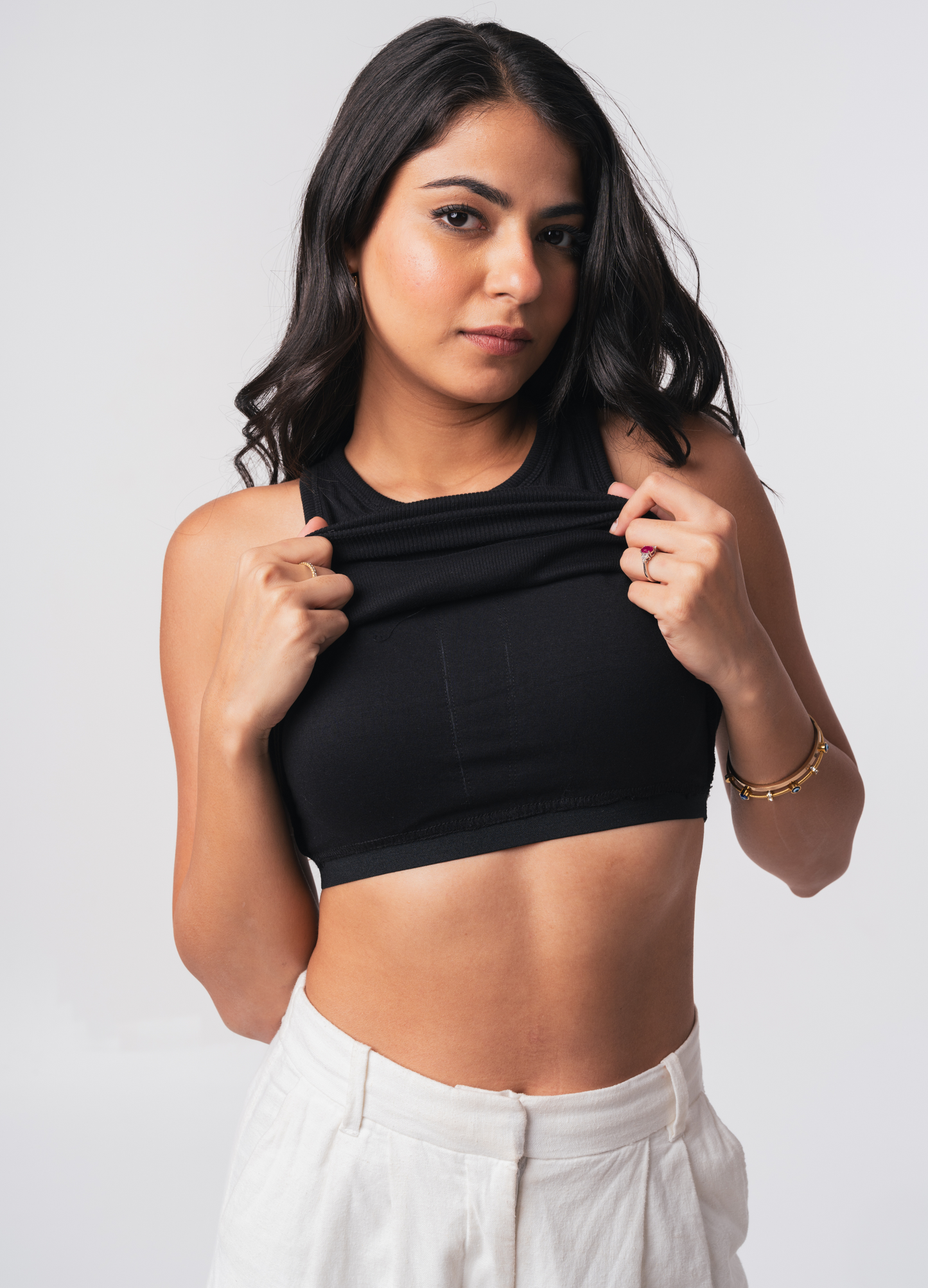 Ribbed Brami (Crop Length) - Midnight Black