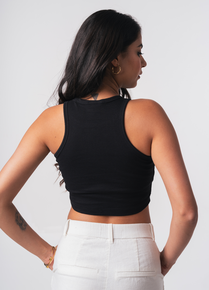 Ribbed Brami (Crop Length) - Midnight Black